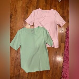 J. Crew Short Sleeve Tees in Pink and Mint Green